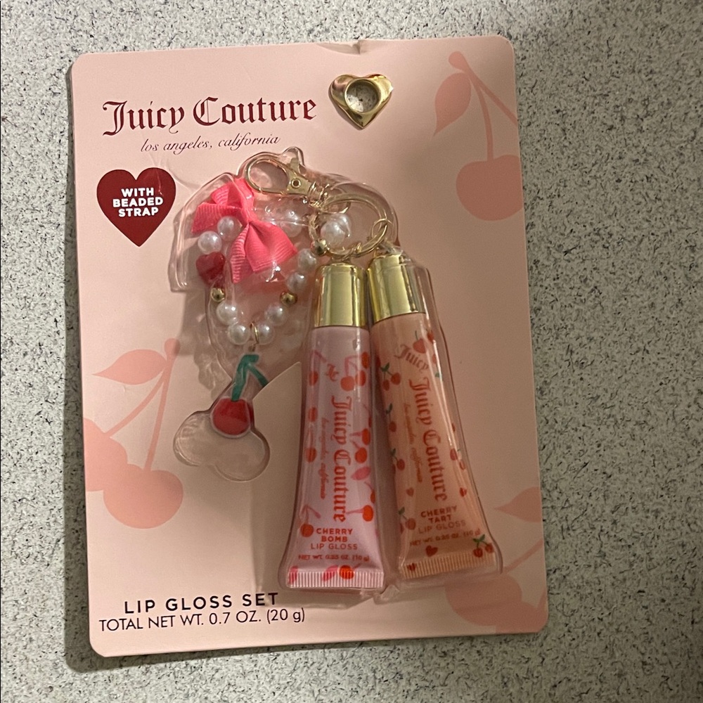 Juicy Couture Cherry Lip Gloss Duo with Beaded Charm